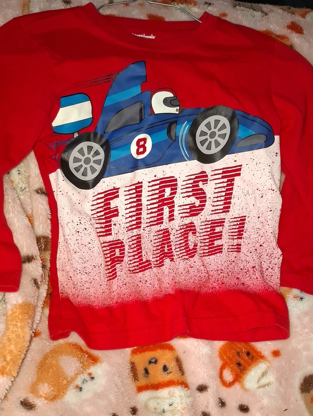 Garanimals Red Long-Sleeve Shirt with Blue Race Car Graphic